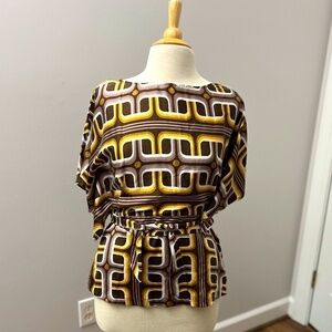 Eci Mod Dolman Silk Top Tie Waist Sz 10